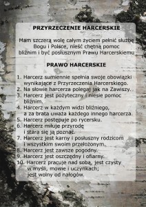 Naklejka z Przyrzeczeniem i Prawem Harcerskim ZHP