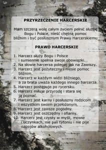 Naklejka z Przyrzeczeniem i Prawem Harcerskim ZHR